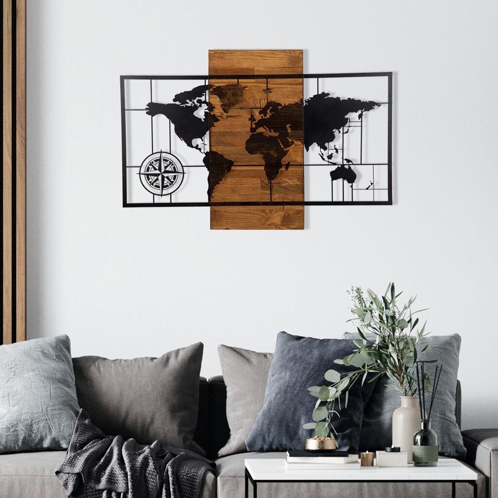 Wallity декорација за ѕид Мапа со компас, 85x58 см