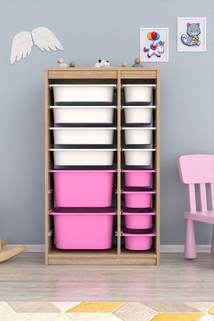 Комода Hanah Home за повеќекратна употреба Montana Xs 2D4N8U, 69 x 112,2 x 29,6 см, кафеаво-бело-розово
