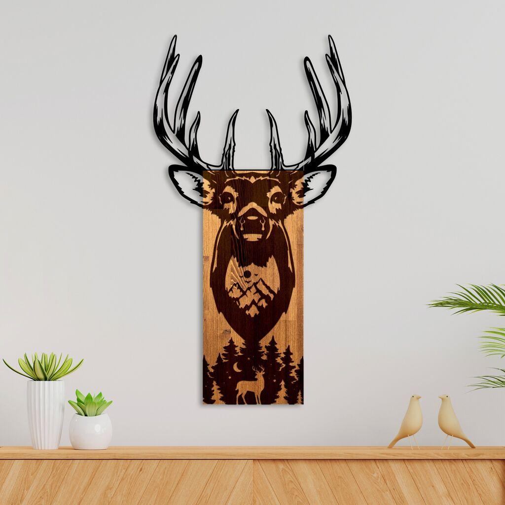 Wallity dzидна декорација Елен во планинска боја, 48 x 58 см, кафеава