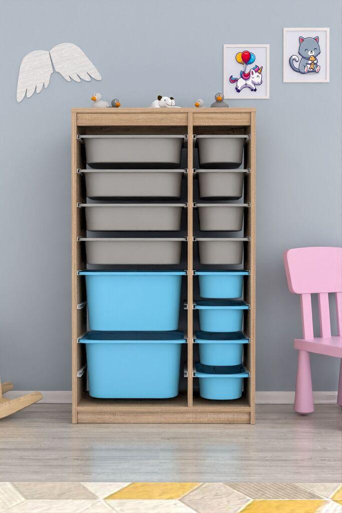 Комода Hanah Home за повеќекратна употреба Montana Xs 2D4N8U, 69 x 112,2 x 29,6 см, кафеаво-сиво-сина