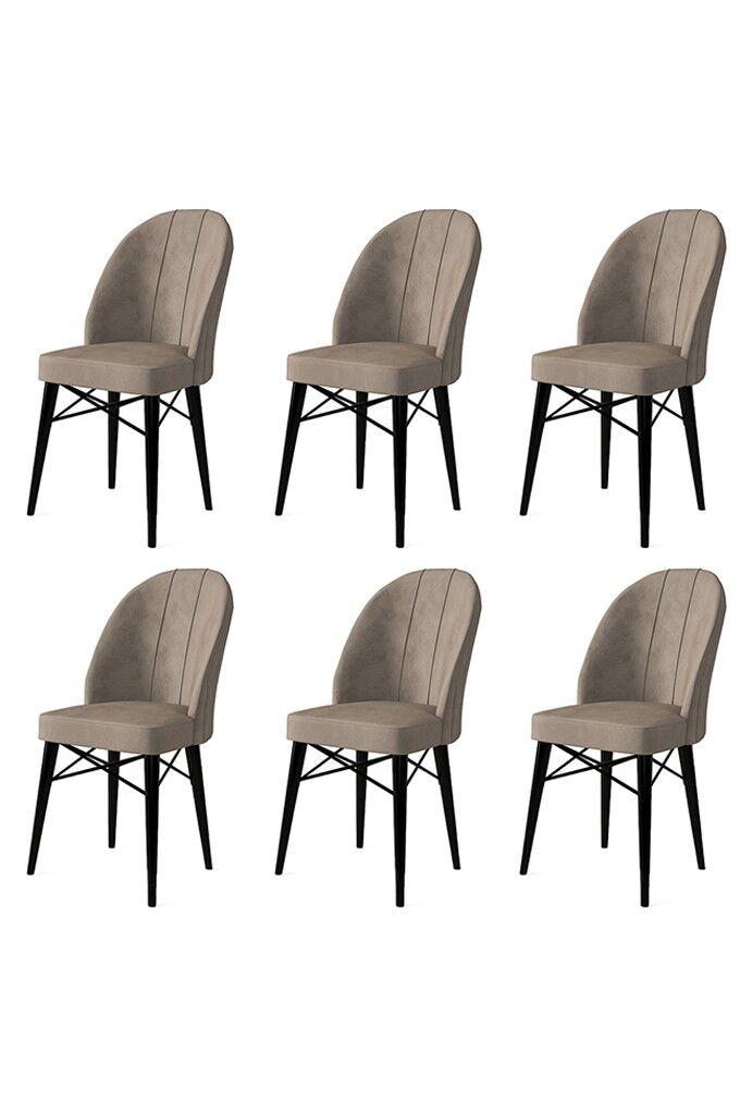 Комплет столчиња Hanah Home Ritim, 44x96x42 см, 6 парчиња, црно-кафеава