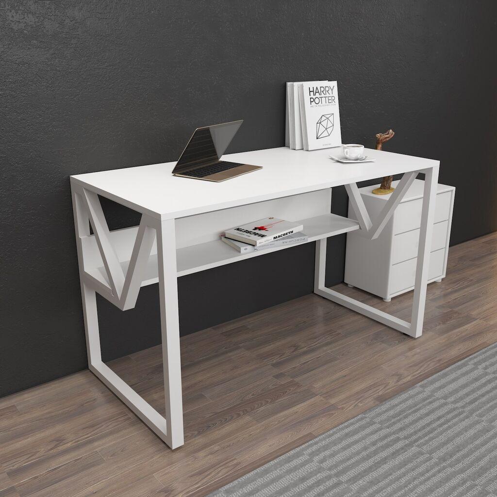 Работна маса Hanah Home Lona, 120x72.8x60 см, бела