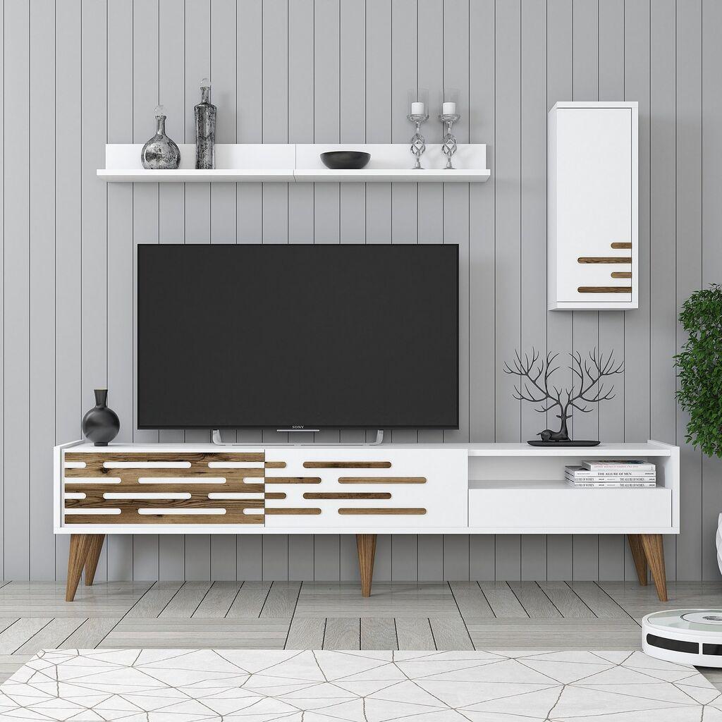 ТВ кабинет Hanah Home со полици Valensiya, 180 см, бел
