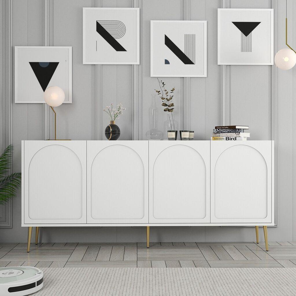 Hanah Home Console Lyon 80, 180x80x35 см, бело-златна боја