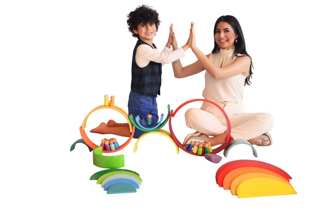 HANAH HOME Drvena igračka Waldorf Set, Šarena, 34 delova