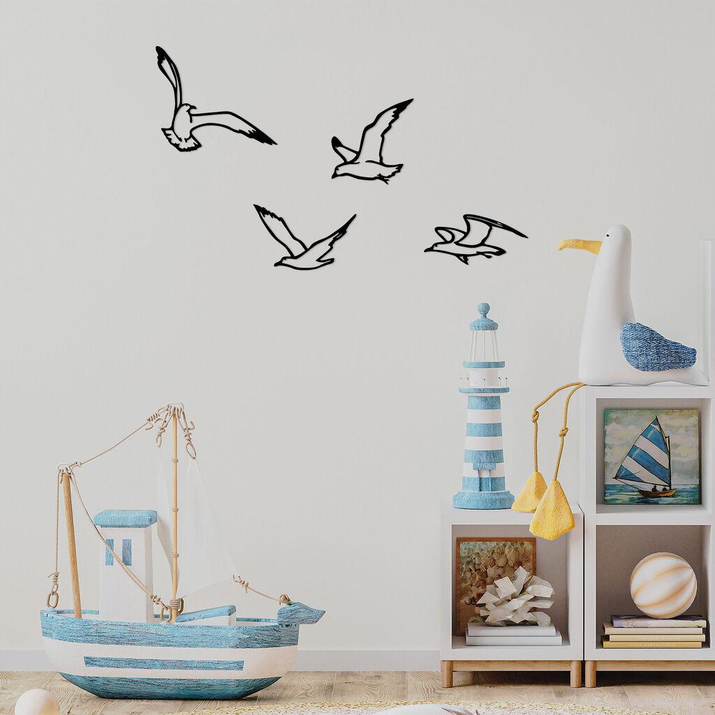 Wallity Комплет dzидни декорации Birds Sorty-443, 4 парчиња, црна
