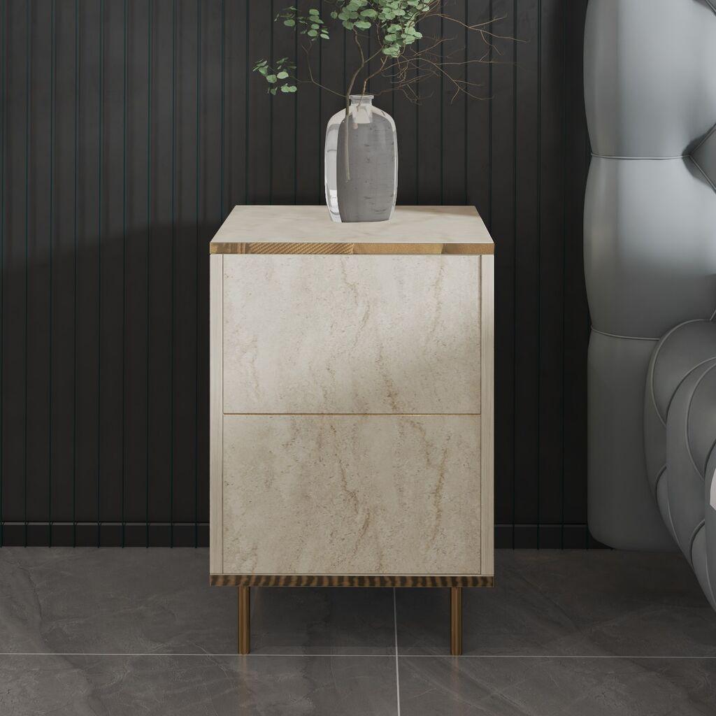 Ноќна масичка Hanah Home Imaj, 40x60x35 см, крем боја
