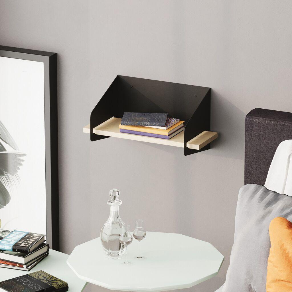 Hanah Home dzидна полица со средна рачка, стилска, 40x20x19 см, црна