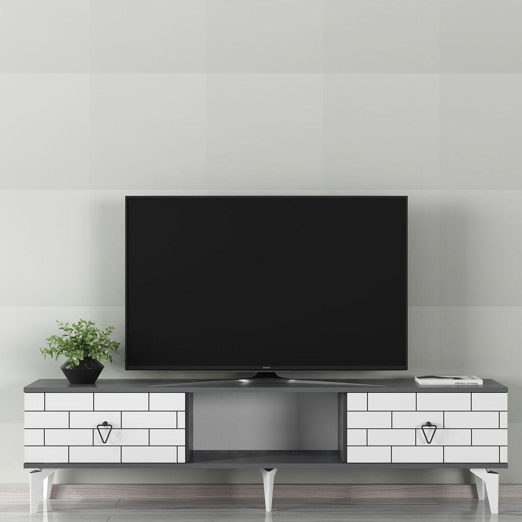 Комода за телевизор Hanah Home Varna, 150x44.6x29.6 cm, антрацит-бела