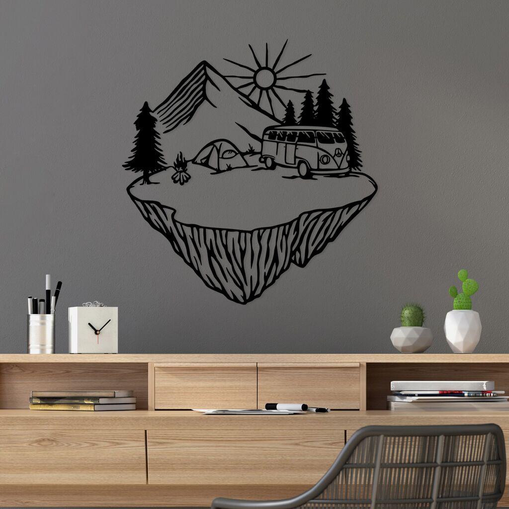 Wallity dzидна декорација Пејзаж камп, 67 x 70 см, црна