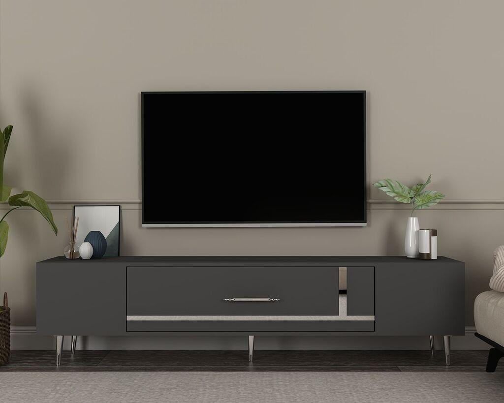 Комода за телевизор Hanah Home Dekop1, 150x48,2x29,6 см, антрацит-сребрена