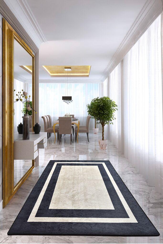 Тепих Conceptum Hypnose црна рамка, 80x300 см, крем-црна