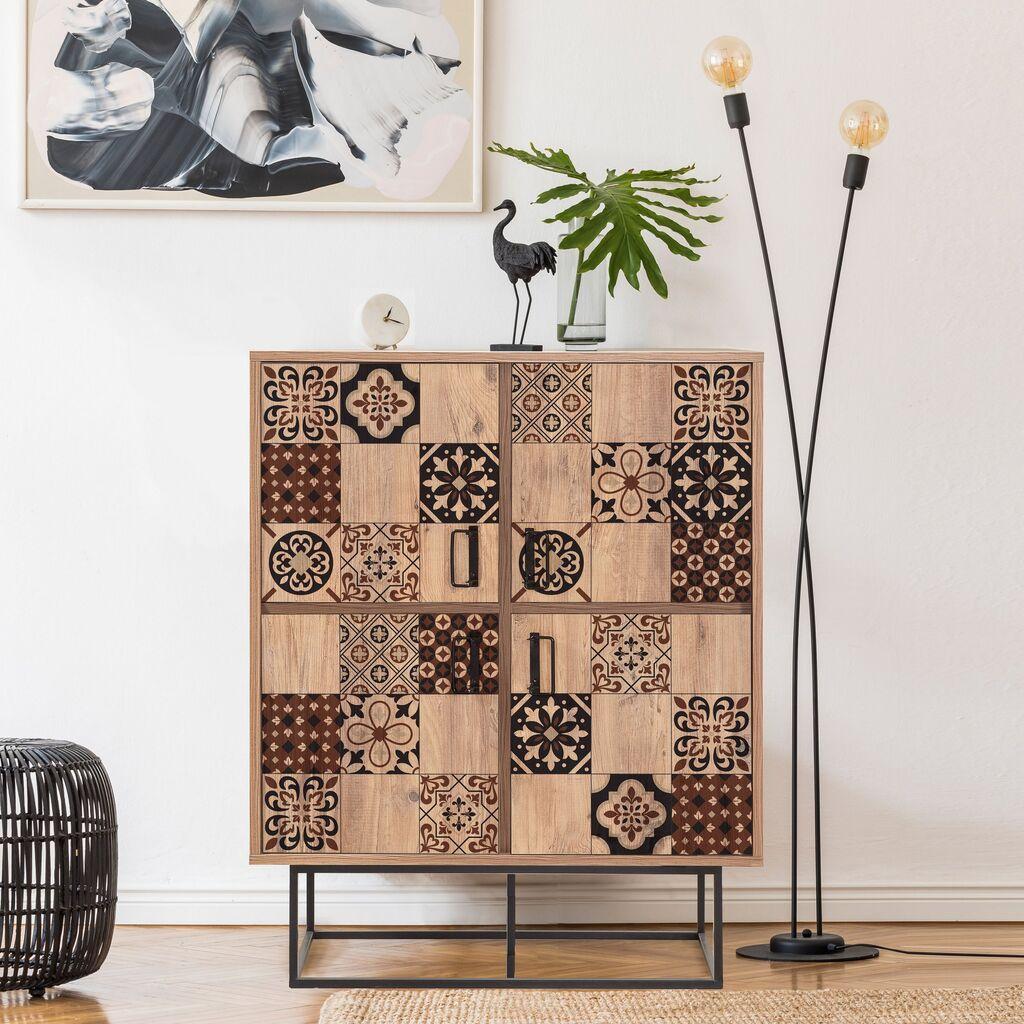 Мултифункционална комода Hanah Home Quantum Solo-Mosaic, 93 x 115 x 36 см, кафеава