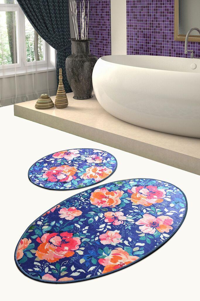 Простирка за бања L'essentiel Maison Flowers, 2 парчиња, Шарена