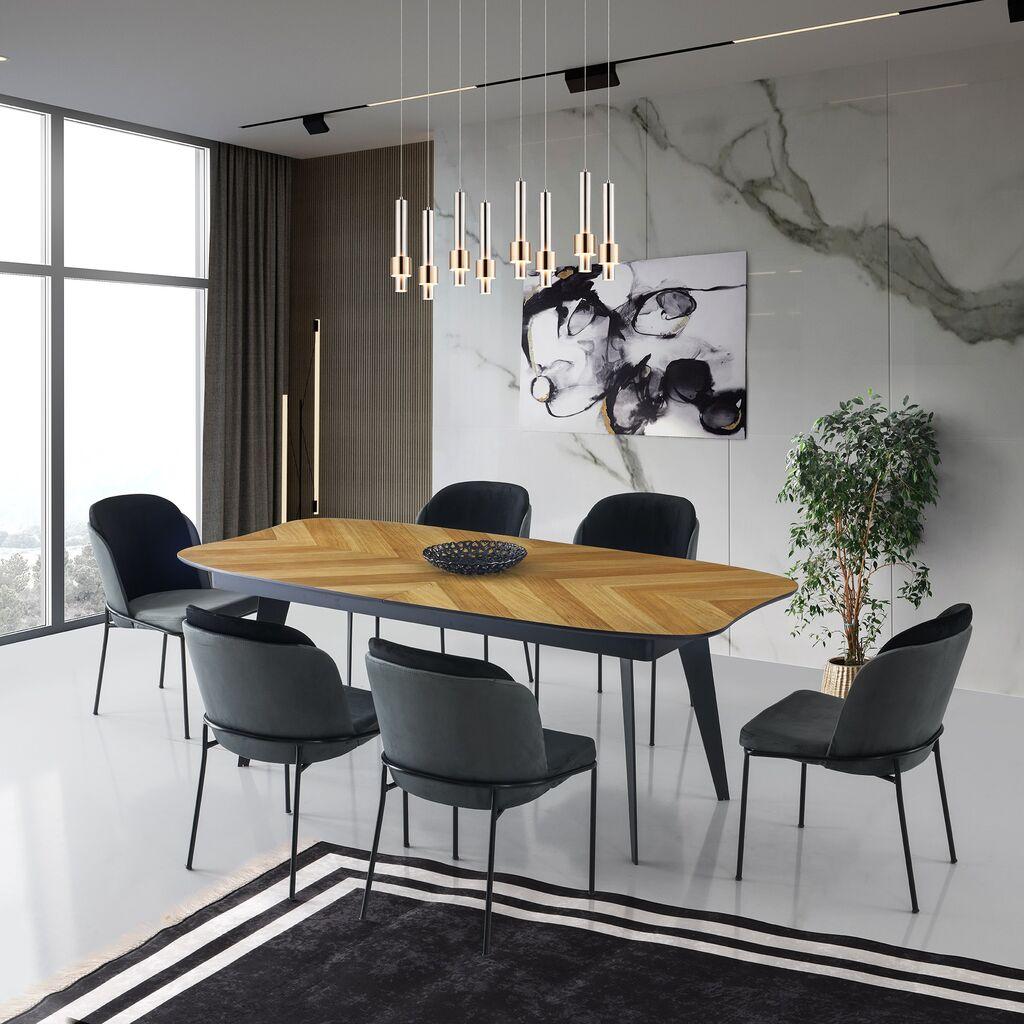 Трпезариска маса Hanah Home LR 951, кафеаво-црна