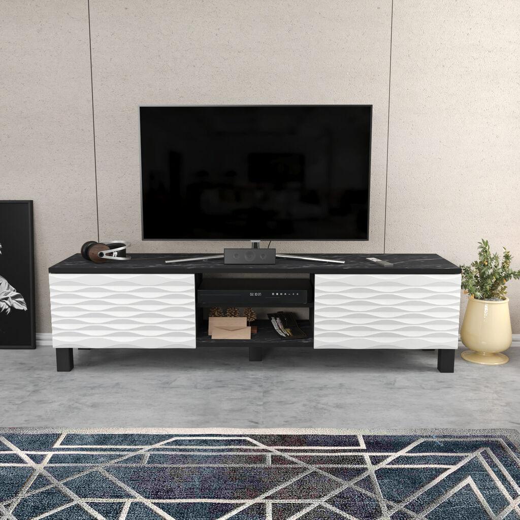 Комода за телевизор Hanah Home Lukas, 150x40.3x35 см, црно-бела