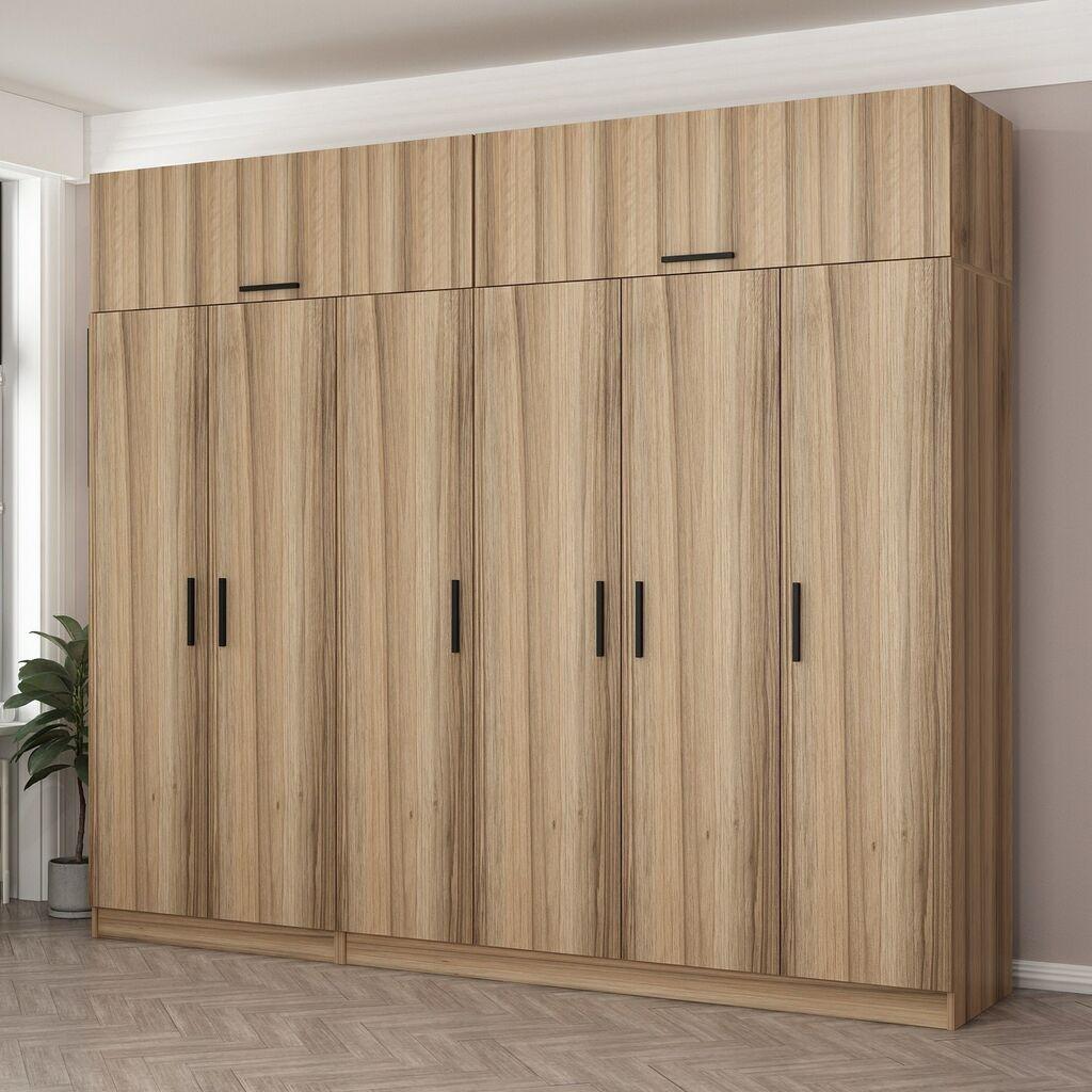 Гардеробер Hanah Home Kale-7520, 270x235x52 см, кафеава