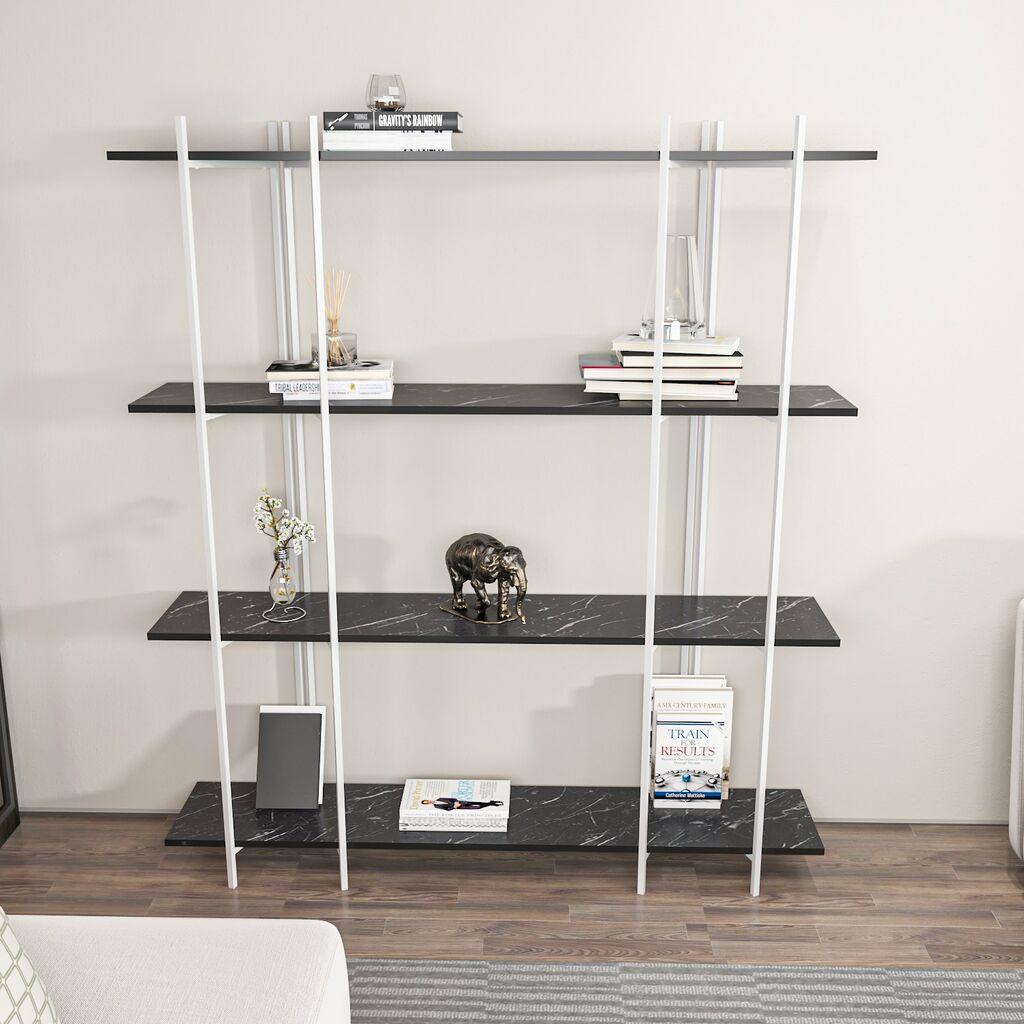 Полица Hanah Home за куќата на Мос, 160x180x29,6 см, црно-бела