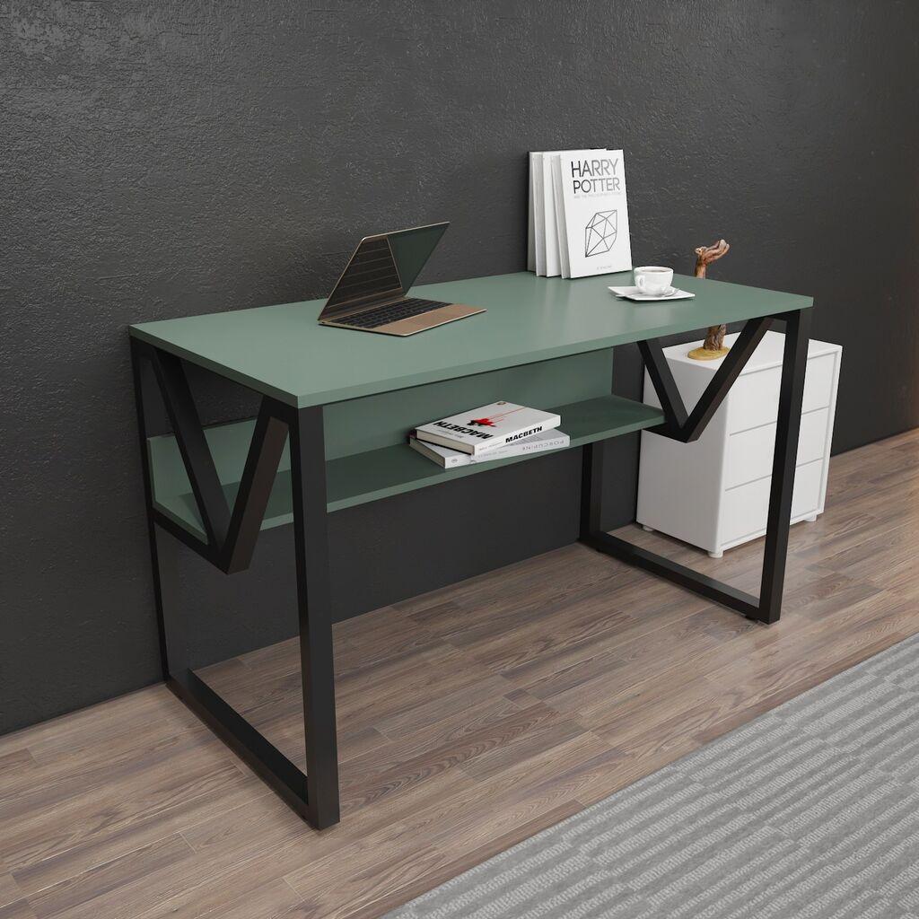 Работна маса Hanah Home Lonah, 120x72.8x60 см, маслинесто-црна