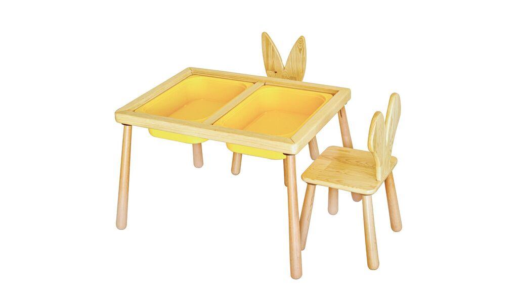 Детска маса Hanah Home и 2 столчиња, жолта