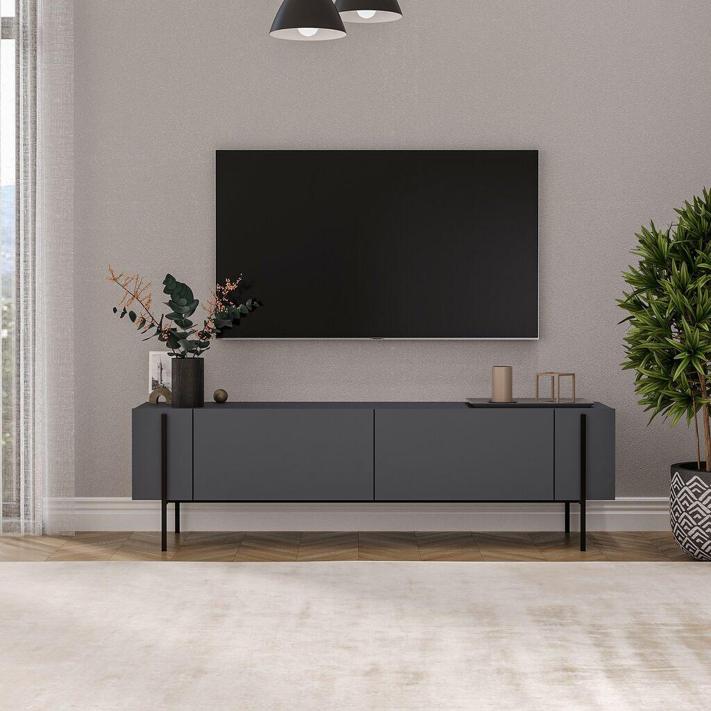 Комода за телевизор Hanah Home Herman, 160x45.6x31.4 см, Антрацит