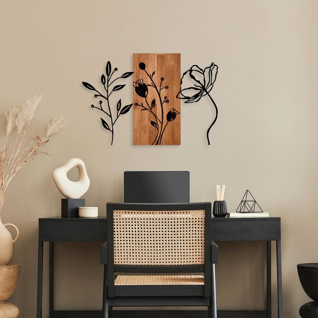 Wallity dzидна декорација Тројни цвеќиња - 383, 58x86 см, црна
