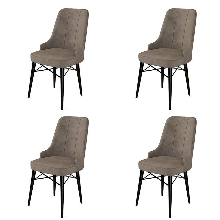 Комплет столчиња Hanah Home Pare, 46x94x46 см, 4 парчиња, црно-кафеава
