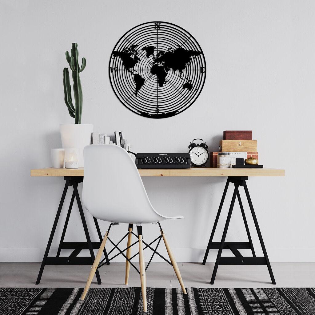 Wallity dzидна декорација Светска мапа 9, 68 x 68 см, црна