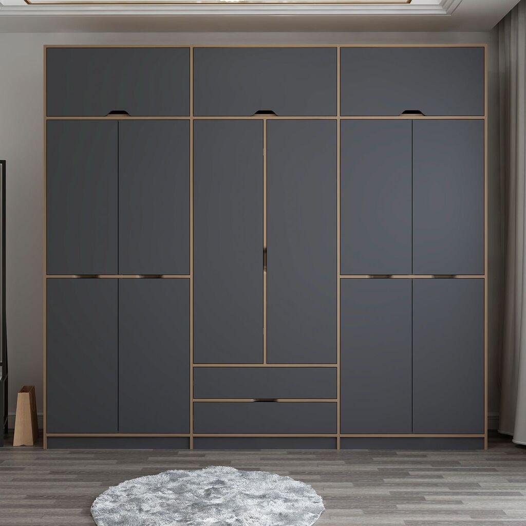 Гардеробер Хана Хоум Елина-8910, 277x253x52 см, Антрацит