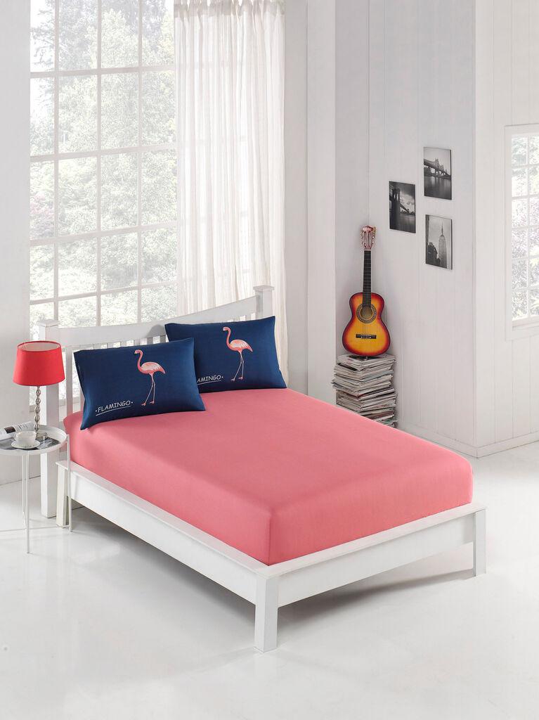 Комплет чаршафи L'essentiel Maison и 2 навлаки за перници Big Filamin, 160x200+20 cm, Pink-navy