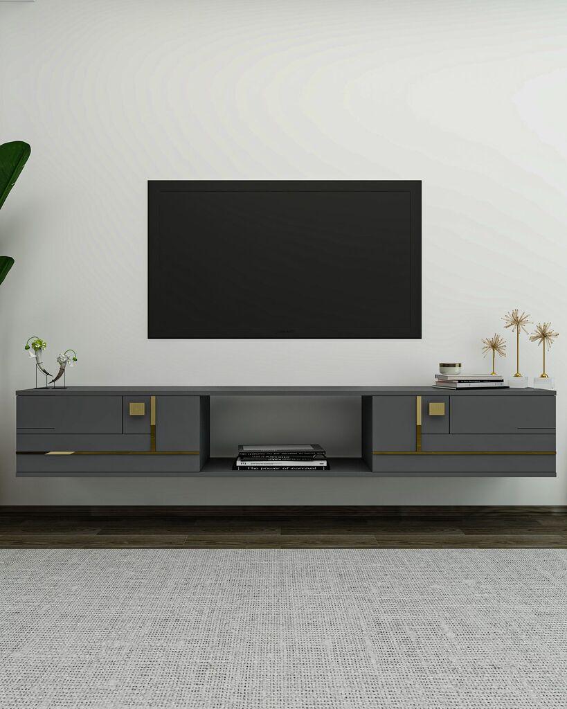 Комода за телевизор Hanah Home Aredam, 150x25,6x29,6 см, Антрацит