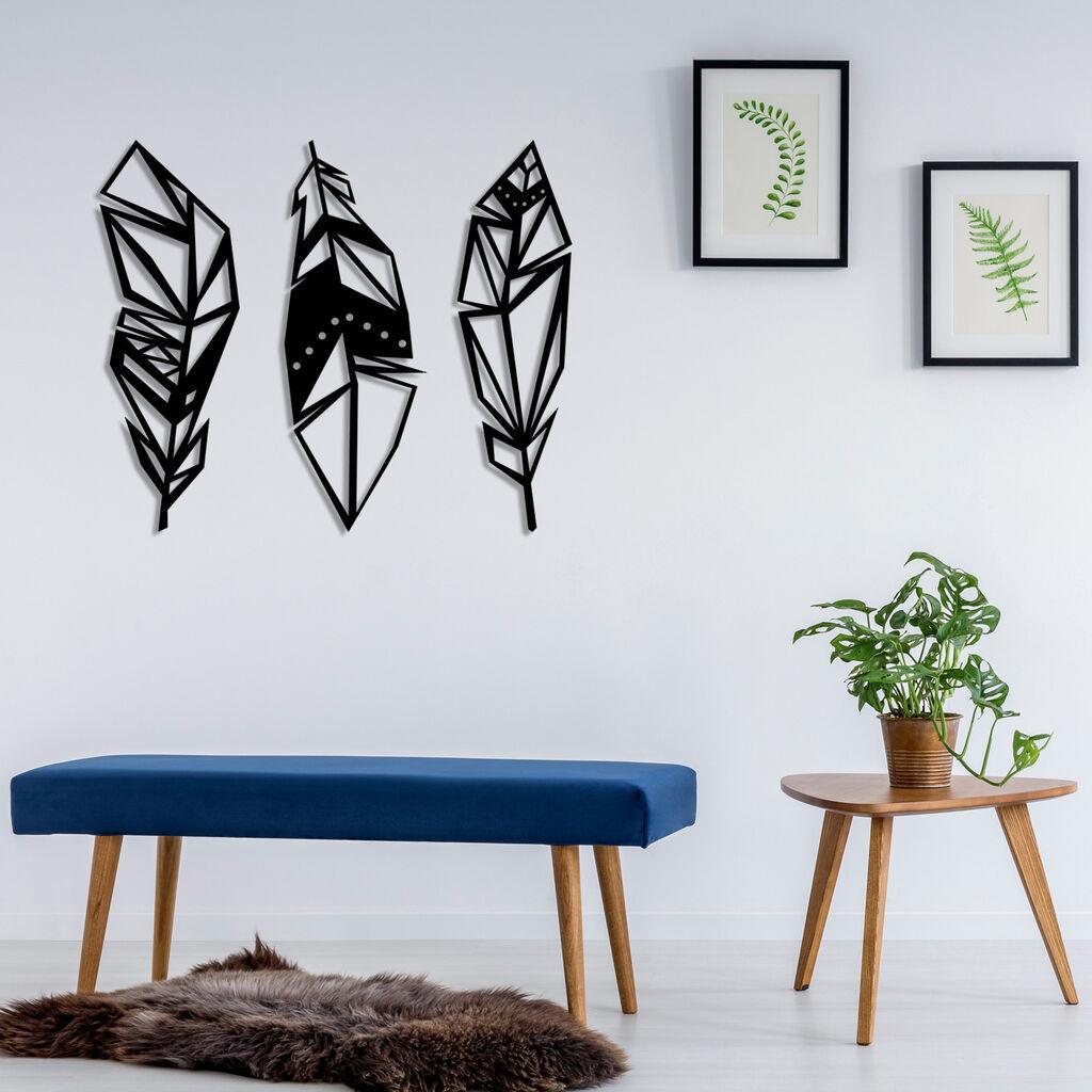 Wallity декорација за dzид, пердувест метален декор, 78 x 65 см, црна