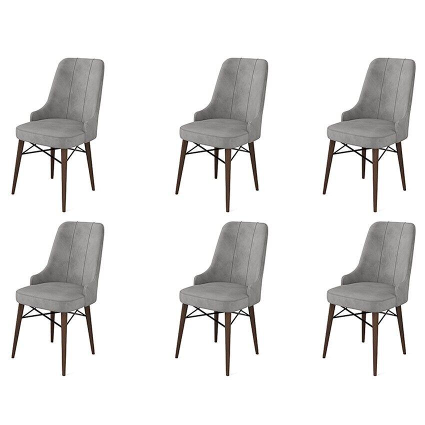 Комплет столчиња Hanah Home Pare, 46x94x46 см, 6 парчиња, кафеаво-сива