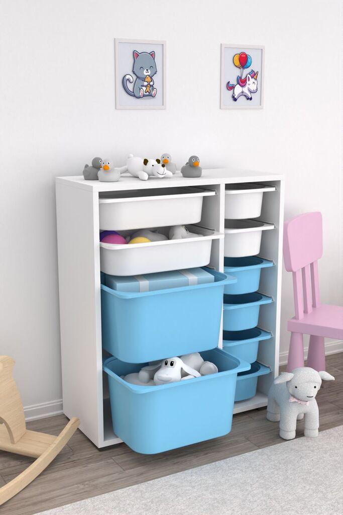 Комода Hanah Home Multifunctional Zen 2D2K6U, 69,5 x 30 x 83 см, бело-сина