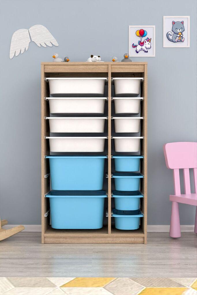 Комода Hanah Home за повеќекратна употреба Montana Xs 2D4N8U, 69 x 112,2 x 29,6 см, кафеаво-бело-сино