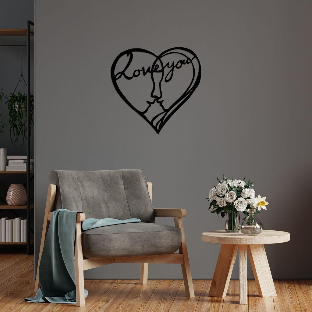 Wallity dzидна декорација Те сакам, 68 x 71 см, црна