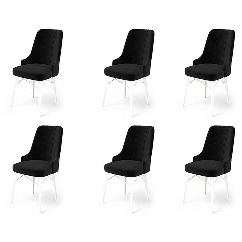 Комплет столчиња Hanah Home Pare, 46x94x46 см, 6 парчиња, бело-црно