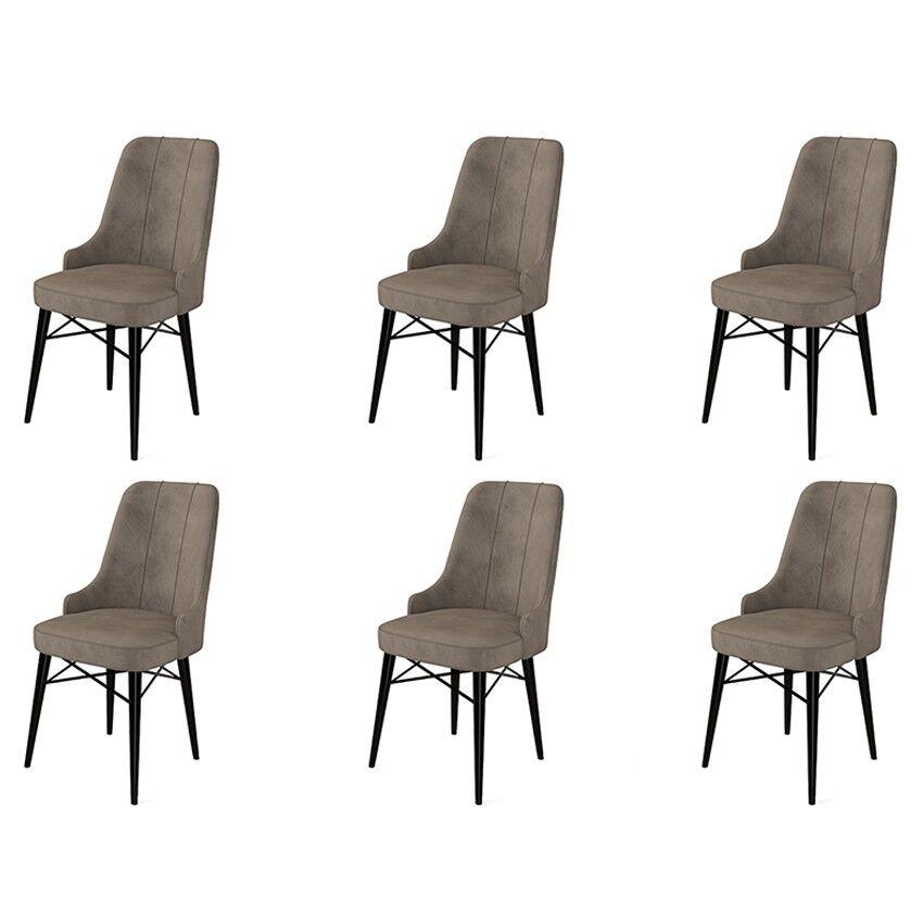 Комплет столчиња Hanah Home Pare, 46x94x46 см, 6 парчиња, црно-кафеава