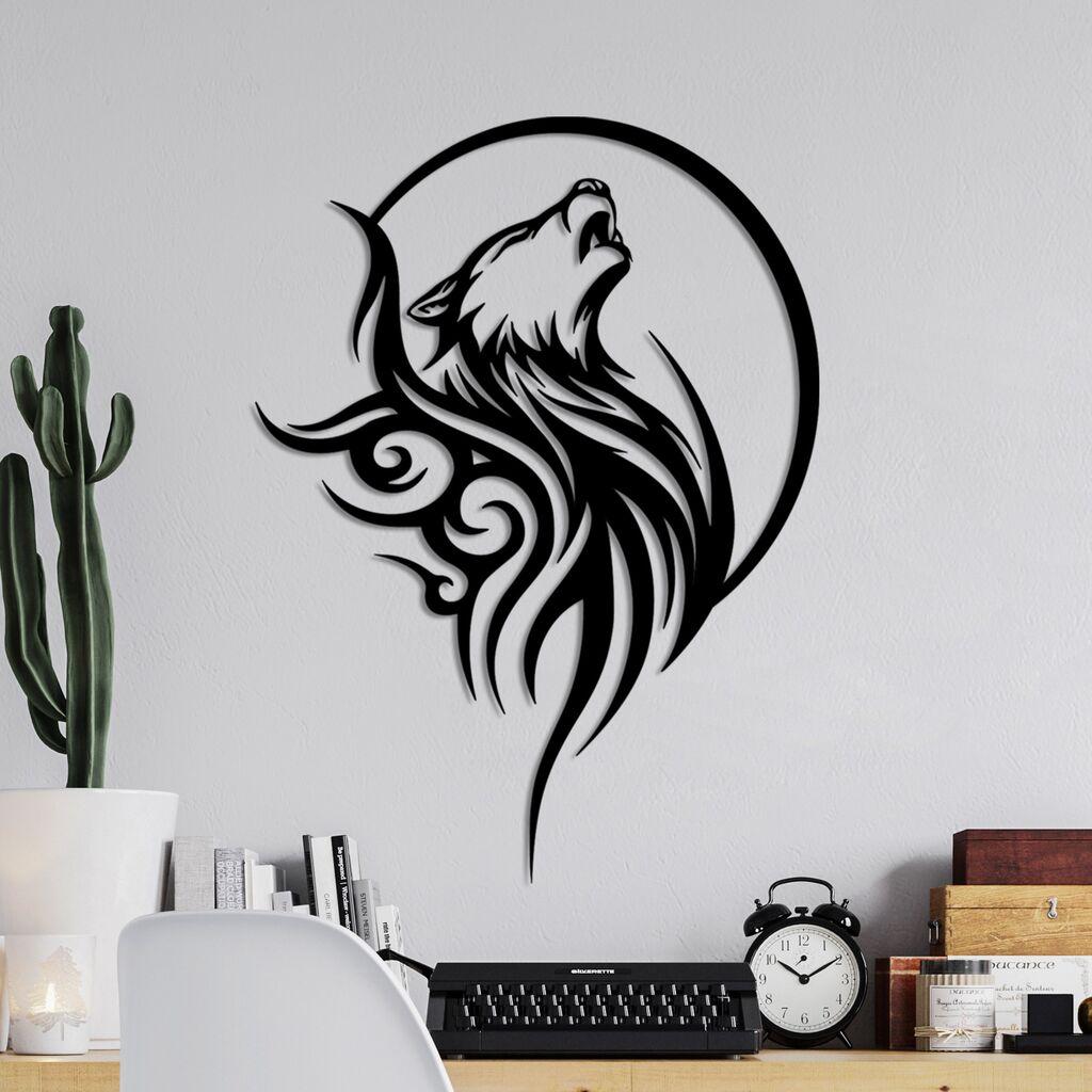 Wallity декорација за ѕид Wolfmoon, 53x39 см, црна