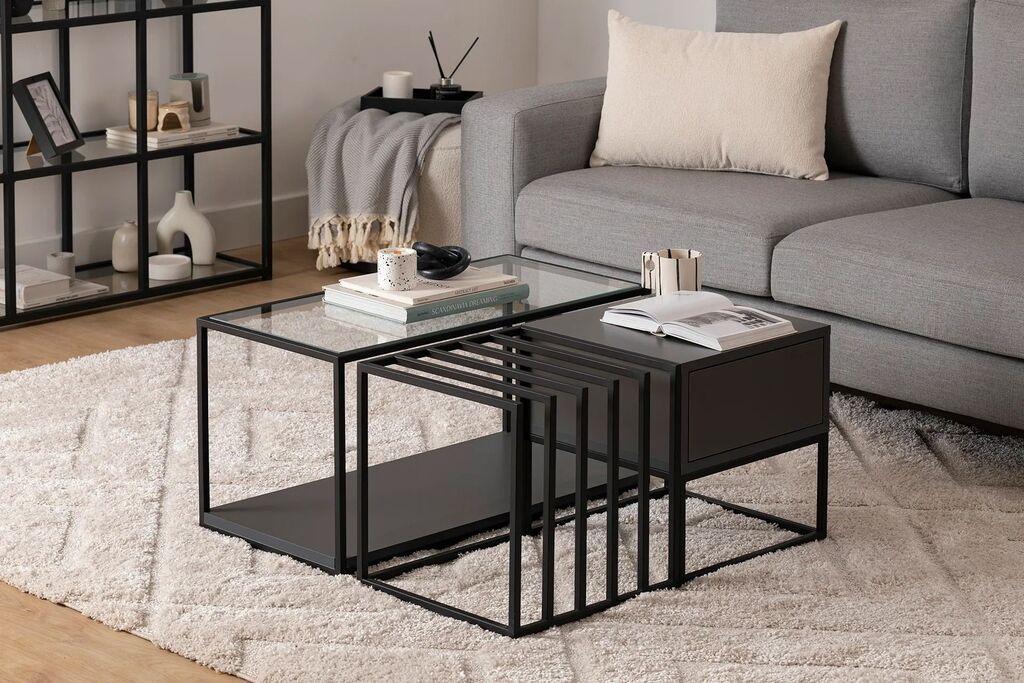 Маса Hanah Home Club Шарлот, 90x37x90 см, црна