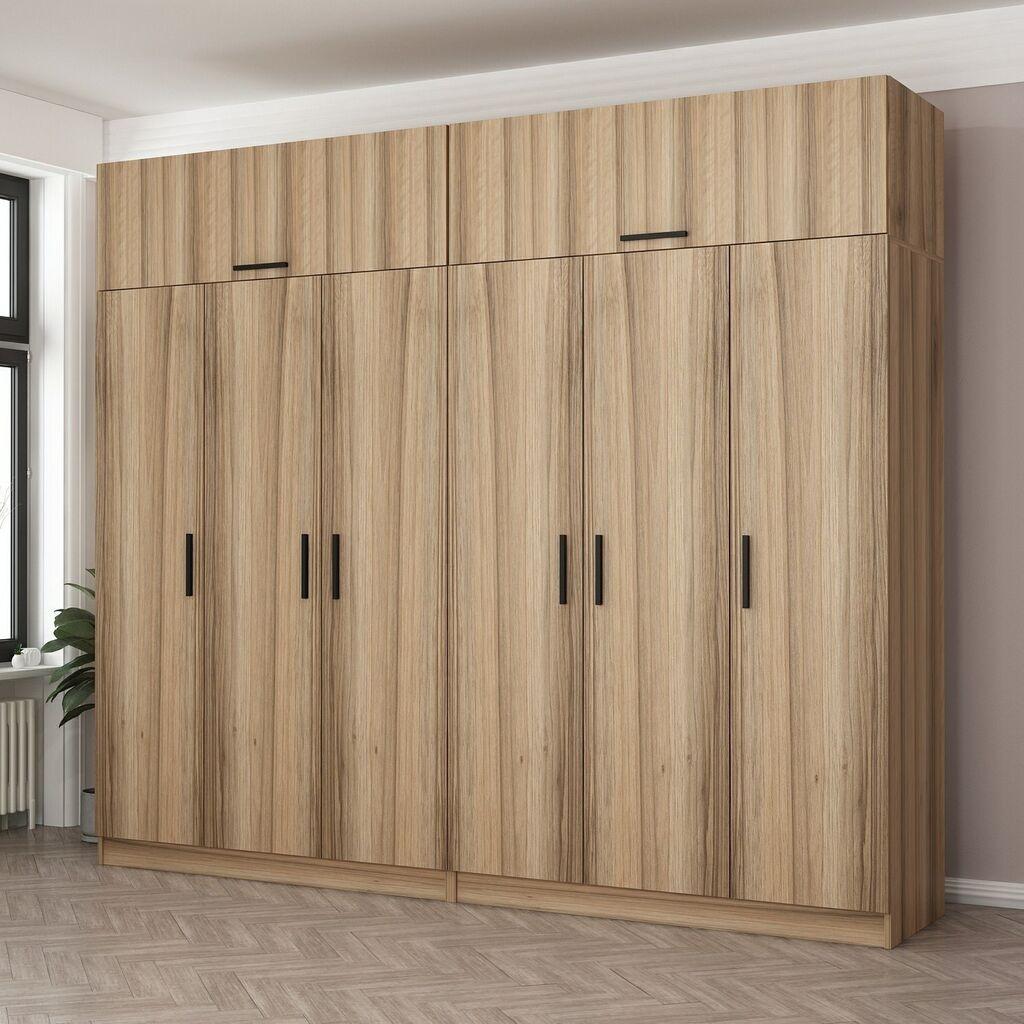 Гардеробер Hanah Home Kale-7521, 270x235x52 см, кафеава