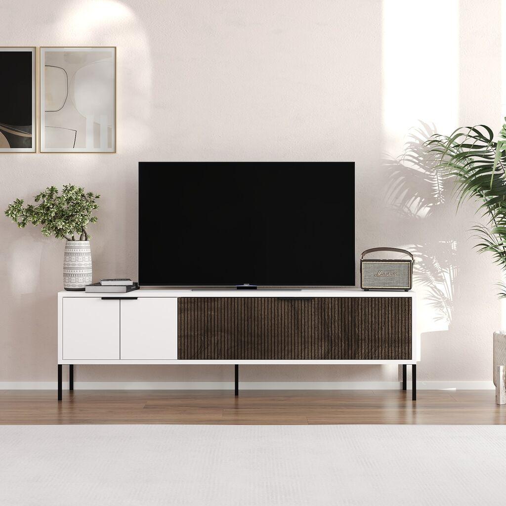 Комода за телевизор Hanah Home Noah, 150x45x30 см, оревово-бела
