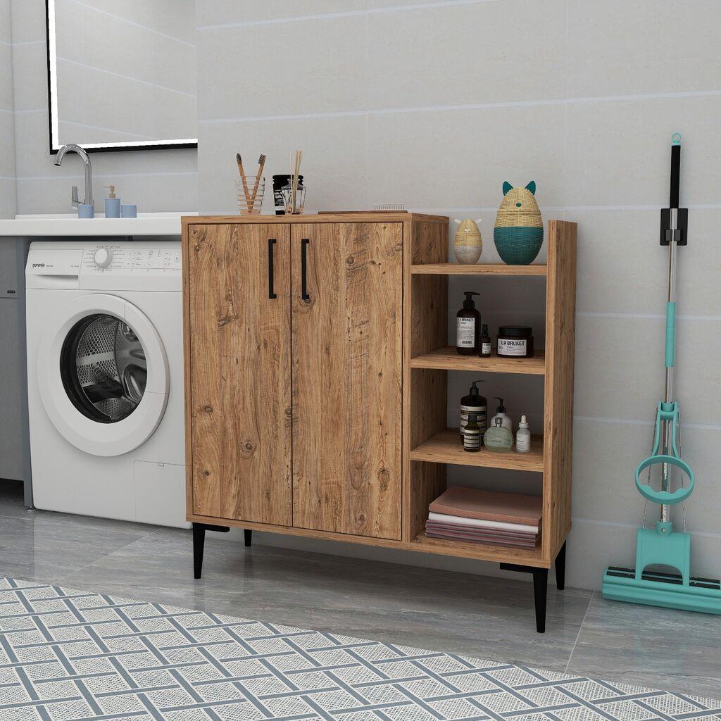 Комода со фиоки Hanah Home Leskar за повеќекратна употреба, 90 x 90,6 x 29,6 см, кафеава