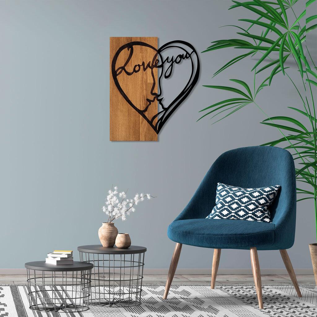 Wallity декорација за ѕид и „Те сакам", 54 x 58 см, кафеава