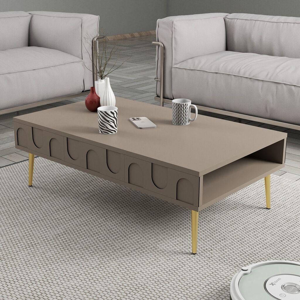 Маса Hanah Home Club Lyon 33, 105x33.6x60 см, бело-златна боја