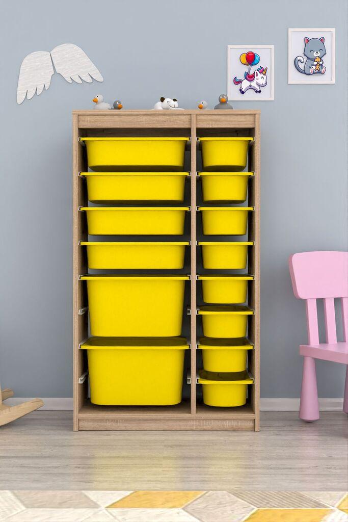 Комода со фиоки Hanah Home Montana Xs 2D4N8U за повеќекратна употреба, 69 x 112,2 x 29,6 см, кафеаво-жолта