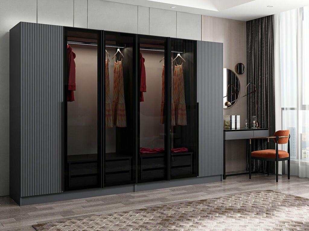 Гардеробер Hanah Home Kale Plus-7805, 270x210x52 см, црно-сива