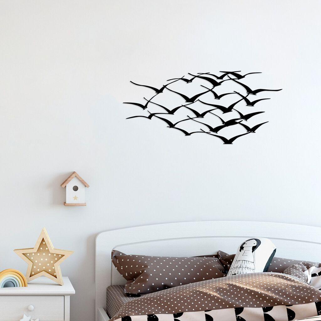 Wallity декорација за dzид „Стадо птици", 120x55 см, 1,5 мм, црна