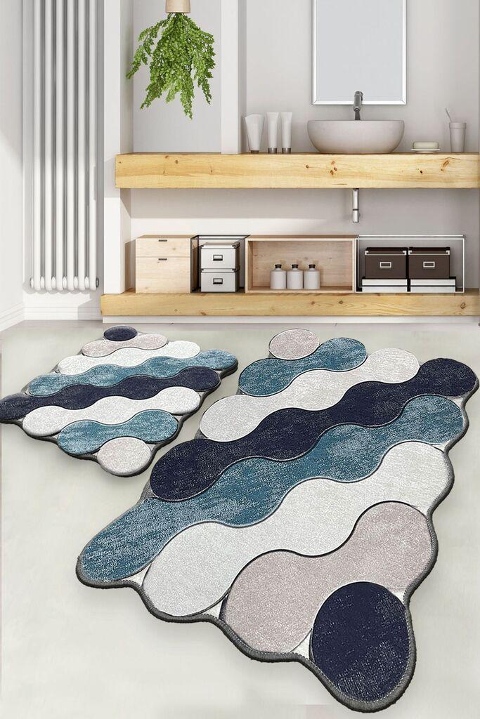 Килими за бања L'essentiel Maison, Circle Blue, 2 парчиња