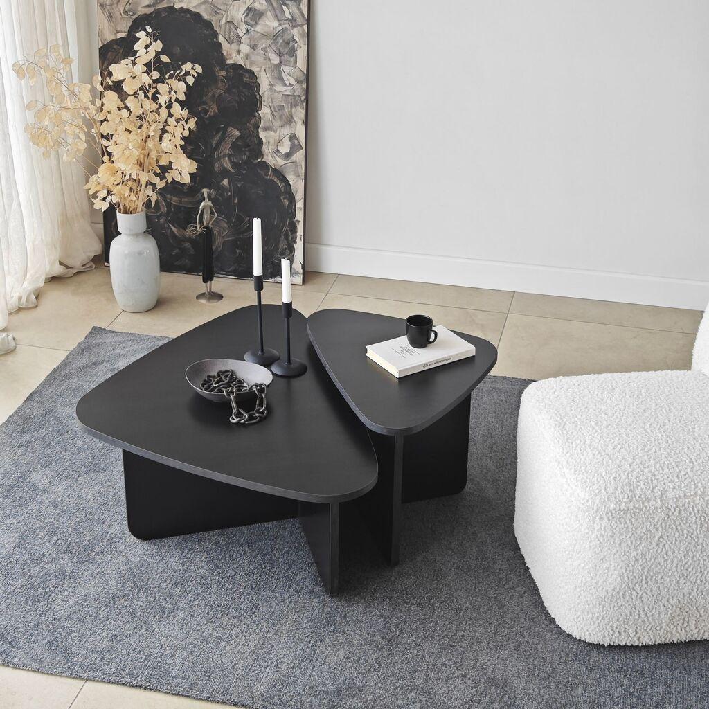 Комплет клуб маси Hanah Home Ballare, 2 парчиња, црна